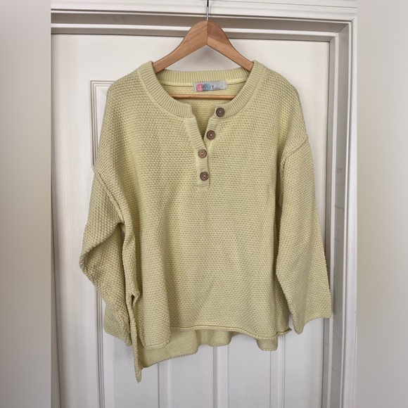 Free People Haliee XS lime Green Top Pants Sweater Set Comfy knit FP Beach - Picture 2 of 12